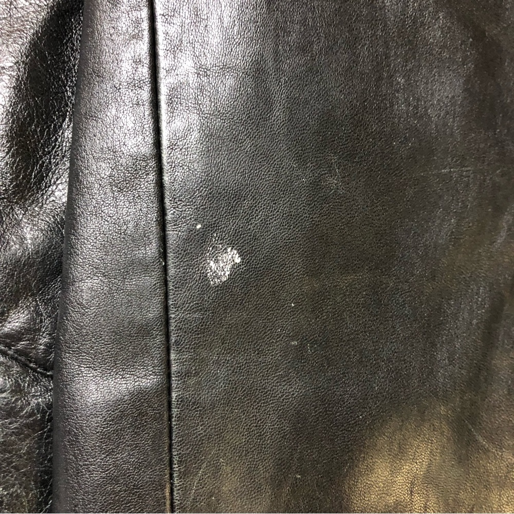 Vintage Black Leather Blazer Mob Wife 3 Button Two Pocket Front - Picture 5 of 11